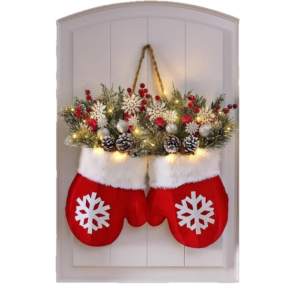Glittering Christmas Gloves Wreath Christmas Wreath