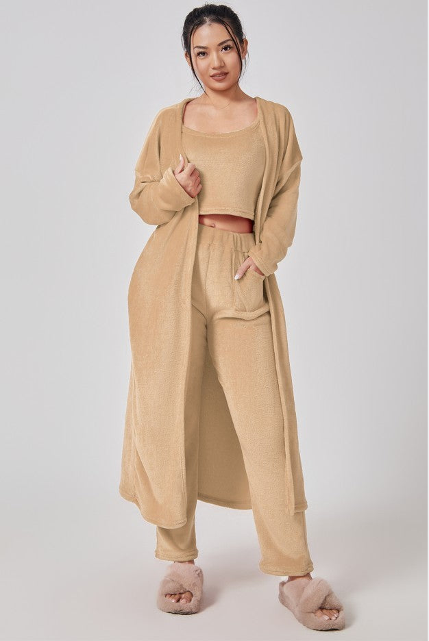 Ensemble Lounge 3 Pièces Femme – Pyjama Chaud et Stylé pour l’Hiver